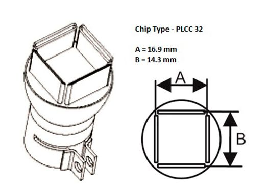 Metcal H-P32 PLCC-32 Chip Hot Air Nozzle, 16.9 x 14.3mm