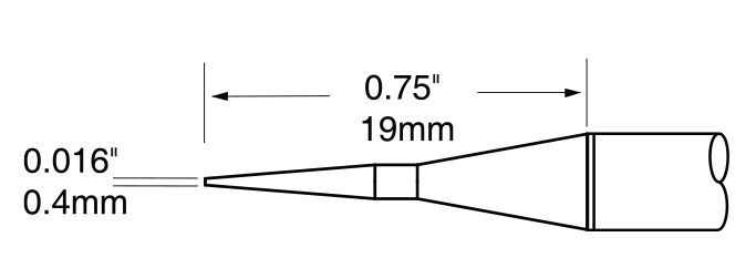 Metcal PTTC-601 600 Series Conical Tweezer Solder Cartridge, 0.4mm