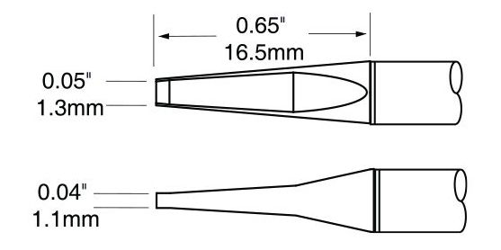 Metcal PTTC-602 600 Series Blade Tweezer Solder Cartridge, 1.27mm