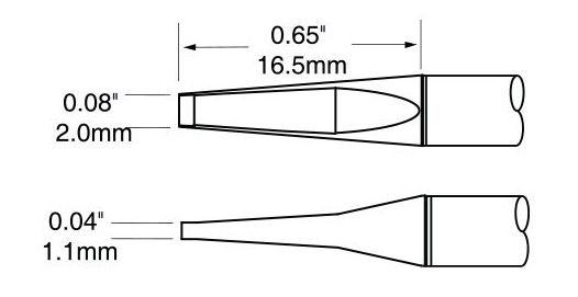 Metcal PTTC-603 600 Series Blade Tweezer Solder Cartridge, 2.0mm