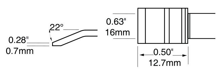 Metcal PTTC-605 600 Series Blade Tweezer Solder Cartridge, 15.75mm