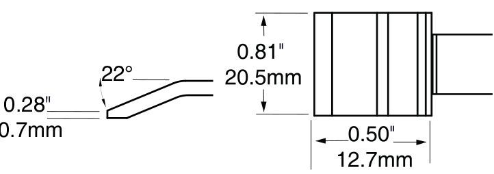 Metcal PTTC-606 600 Series Blade Tweezer Solder Cartridge, 20.6mm