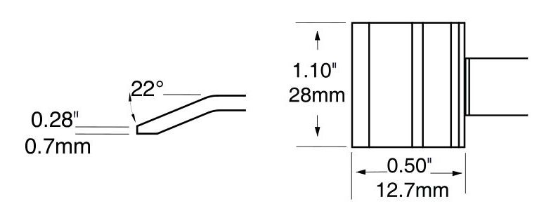 Metcal PTTC-607 600 Series Blade Tweezer Solder Cartridge, 28mm