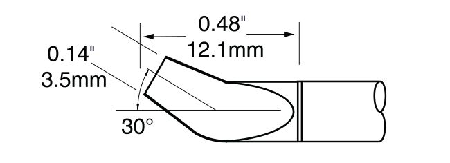 Metcal PTTC-608B 600 Series 30° Bent Tweezer Solder Cartridge, 3.2mm