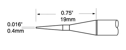 TWEEZER CARTRIDGE, CONICAL, 0.4MM (0.016IN)-10PK