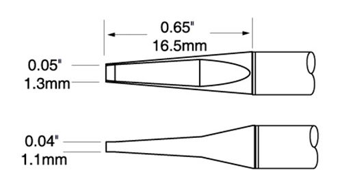 Metcal PTTC-702 700 Series Blade Tweezer Solder Cartridge, 1.27mm