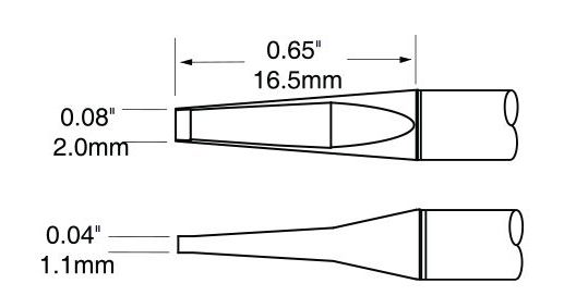 Metcal PTTC-703 700 Series Blade Tweezer Solder Cartridge, 2.0mm