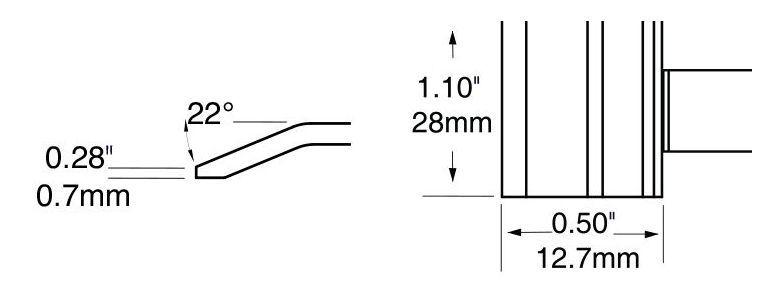 Metcal PTTC-707 700 Series Blade Tweezer Solder Cartridge, 28mm