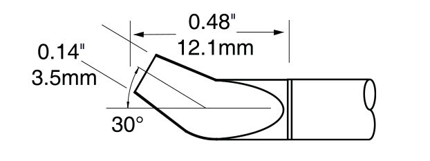 Metcal PTTC-708B 700 Series 30° Bent Tweezer Solder Cartridge, 3.2mm