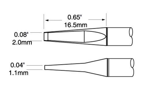 Metcal PTTC-803 800 Series Blade Tweezer Solder Cartridge, 2.0mm