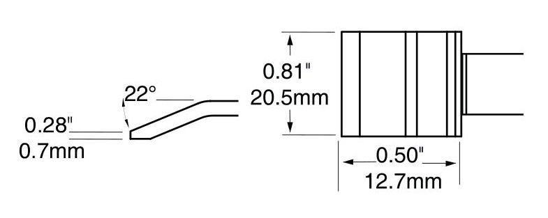 Metcal PTTC-806 800 Series Blade Tweezer Solder Cartridge, 20.6mm