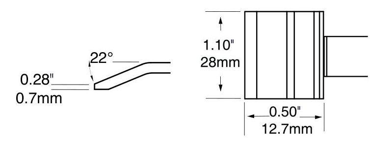 Metcal PTTC-807 800 Series Blade Tweezer Solder Cartridge, 28mm