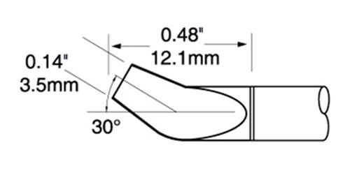 Metcal PTTC-808B 800 Series 30° Bent Tweezer Solder Cartridge, 3.2mm