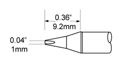 Metcal SFP-CH10 30° Chisel Solder Cartridge, 1.0mm