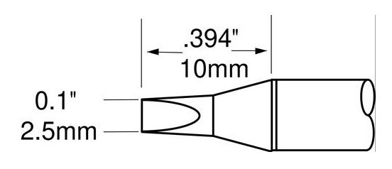 Metcal SFP-CH25 30° Chisel Solder Cartridge, 2.5mm