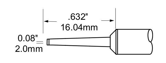 Metcal SFP-CHL20 Long Reach 60° Chisel Solder Cartridge, 1.57mm