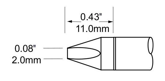 Metcal SFV-CH20 Chisel Solder Tip, 2.0mm