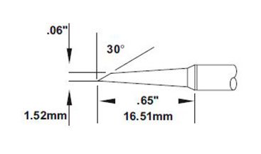 Metcal SMC-5HF6015S 500 Series 60° Hoof Rework Cartridge, 1.5 x 16.5mm