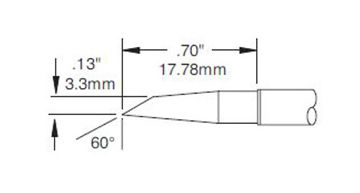 Metcal SMC-5HF6033S 500 Series 60° Hoof Rework Cartridge, 3.3 x 17mm