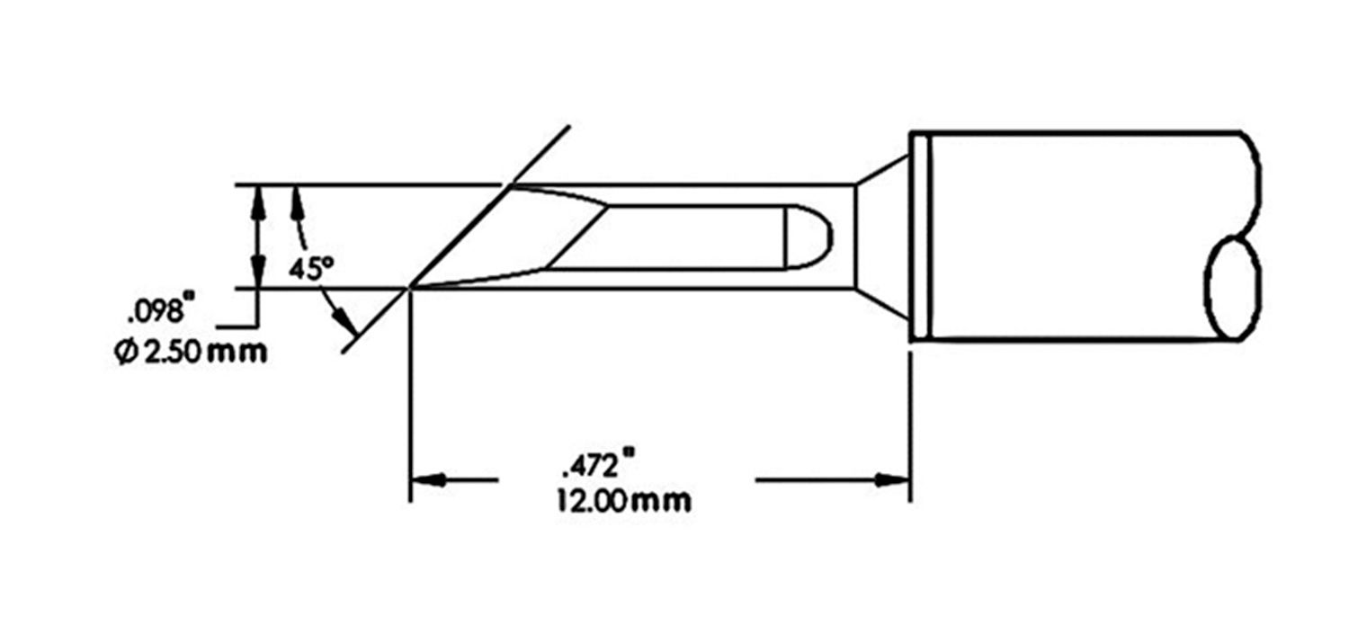 Metcal SMC-5KN0025S 500 Series Knife Solder Rework Cartridge, 2.5mm