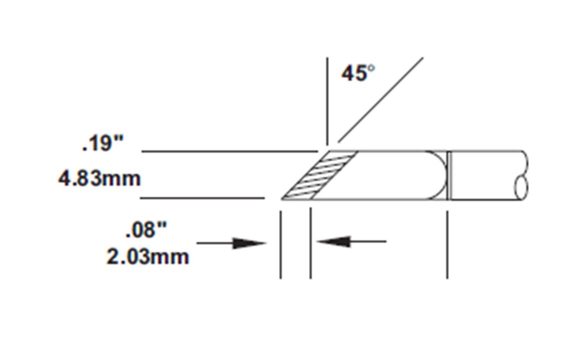 Metcal SMC-5KN0048S 500 Series Thin Tin Length Knife Solder Rework Cartridge, 4.8mm