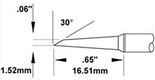 Metcal SMC-6HF6015S 600 Series 60° Hoof Rework Cartridge, 1.5 x 16.5mm