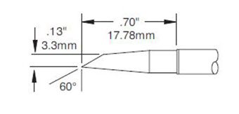 Metcal SMC-6HF6033S 600 Series 60° Hoof Rework Cartridge, 3.3 x 17mm