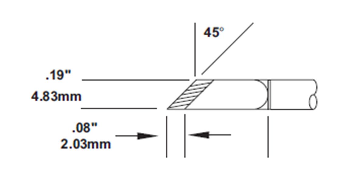 Metcal SMC-6KN0048S 600 Series Thin Tin Length Knife Solder Rework Cartridge, 4.8mm