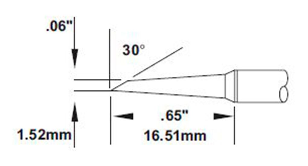 Metcal SMC-7HF6015S 700 Series 60° Hoof Rework Cartridge, 1.5 x 16.5mm