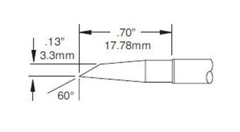 Metcal SMC-7HF6033S 700 Series 60° Hoof Rework Cartridge, 3.3 x 17mm