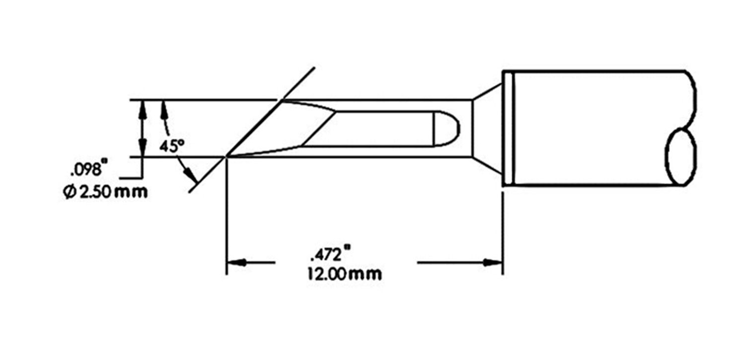 Metcal SMC-7KN0025S 700 Series Knife Rework Cartridge, 2.5mm