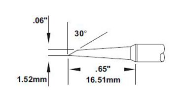 Metcal SMC-8HF6015S 800 Series 60° Hoof Rework Cartridge, 1.5 x 16.5mm