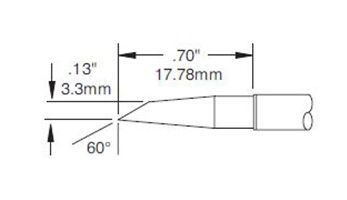 Metcal SMC-8HF6033S 800 Series 60° Hoof Rework Cartridge, 3.3 x 17mm