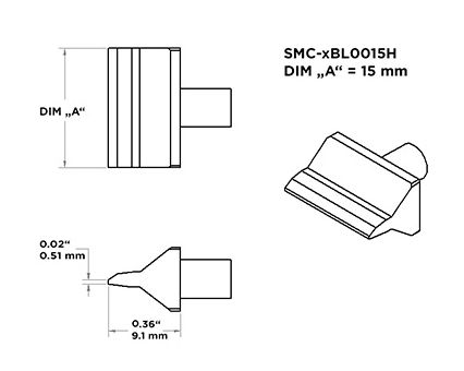 Metcal SMC-9BL0015H 900 Series Blade Rework Cartridge, 15mm