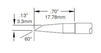 Metcal SMC-9HF6033S 900 Series 60° Hoof Rework Cartridge, 3.3 x 17mm