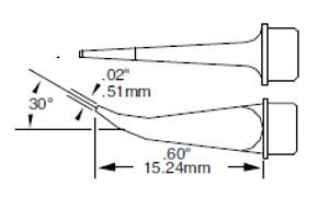 Metcal SMC-9HK0005S 900 Series Long Hook Rework Cartridge, 0.5mm