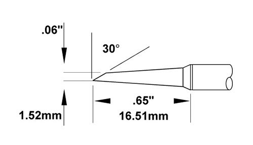 Metcal SMTC-0167 600 Series 60° Hoof Rework Cartridge, 1.5mm