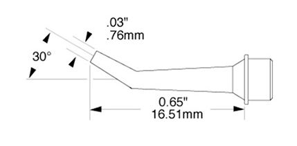 Metcal SMTC-0171 600 Series 30° Bent Bent Conical Hoof Rework Cartridge, 0.76mm