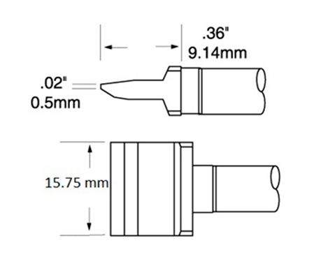 Metcal SMTC-061 600 Series Blade Rework Cartridge, 15.75mm