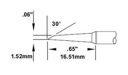 Metcal SMTC-1167 700 Series 60° Hoof Rework Cartridge, 1.5mm