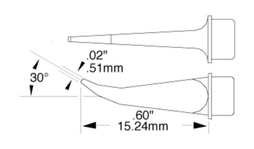 Metcal SMTC-1172 700 Series Long Hook Rework Cartridge, 0.5mm