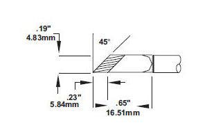 Metcal SMTC-1173 700 Series 45° Knife, 5.84mm Wide Tinned Length Rework Cartridge, 4.8mm