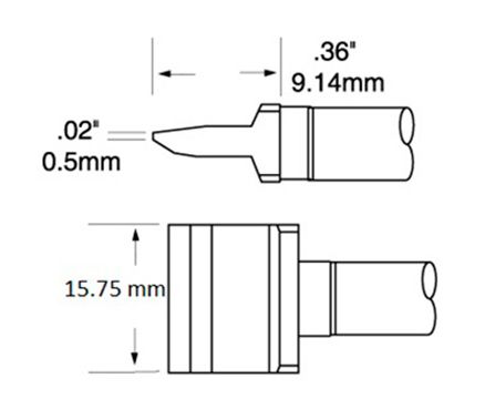 Metcal SMTC-161 700 Series Blade Rework Cartridge, 15.75mm