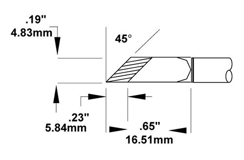 Metcal SMTC-5173 500 Series 45° Knife, 5.84mm Wide Tinned Length Rework Cartridge, 4.8mm