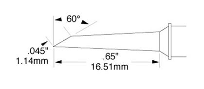 Metcal SMTC-5174 500 Series 60° Long Hoof Rework Cartridge, 1.14mm