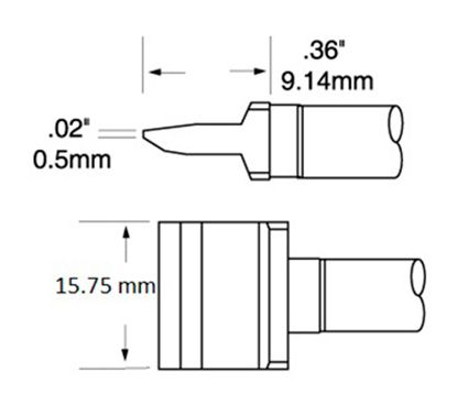 Metcal SMTC-561 500 Series Blade Rework Cartridge, 15.75mm