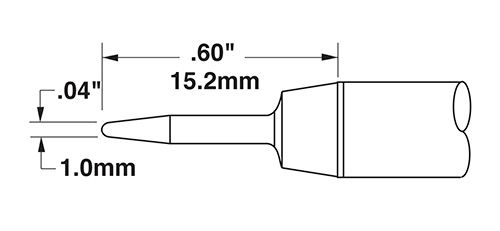 Metcal SSC-601A 600 Series Sharp Conical Solder Cartridge, 1.0mm