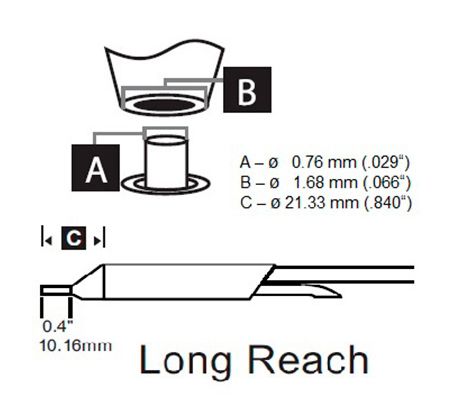 Metcal STDC-703L 700 Series Long Reach Desolder Cartridge, 0.76mm