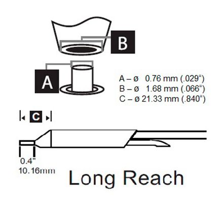 Metcal STDC-803L 800 Series Long Reach Desolder Cartridge, 0.76mm