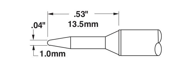 Metcal STTC-001 600 Series Narrow Conical Solder Cartridge, 1.0 x 13.5mm